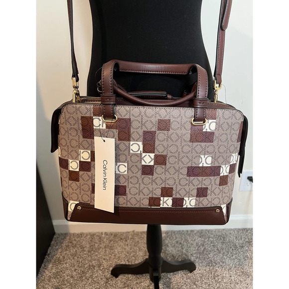 Calvin Klein *RARE* Satchel Handbag Removable Crossbody Strap Key Fob - Picture 14 of 15